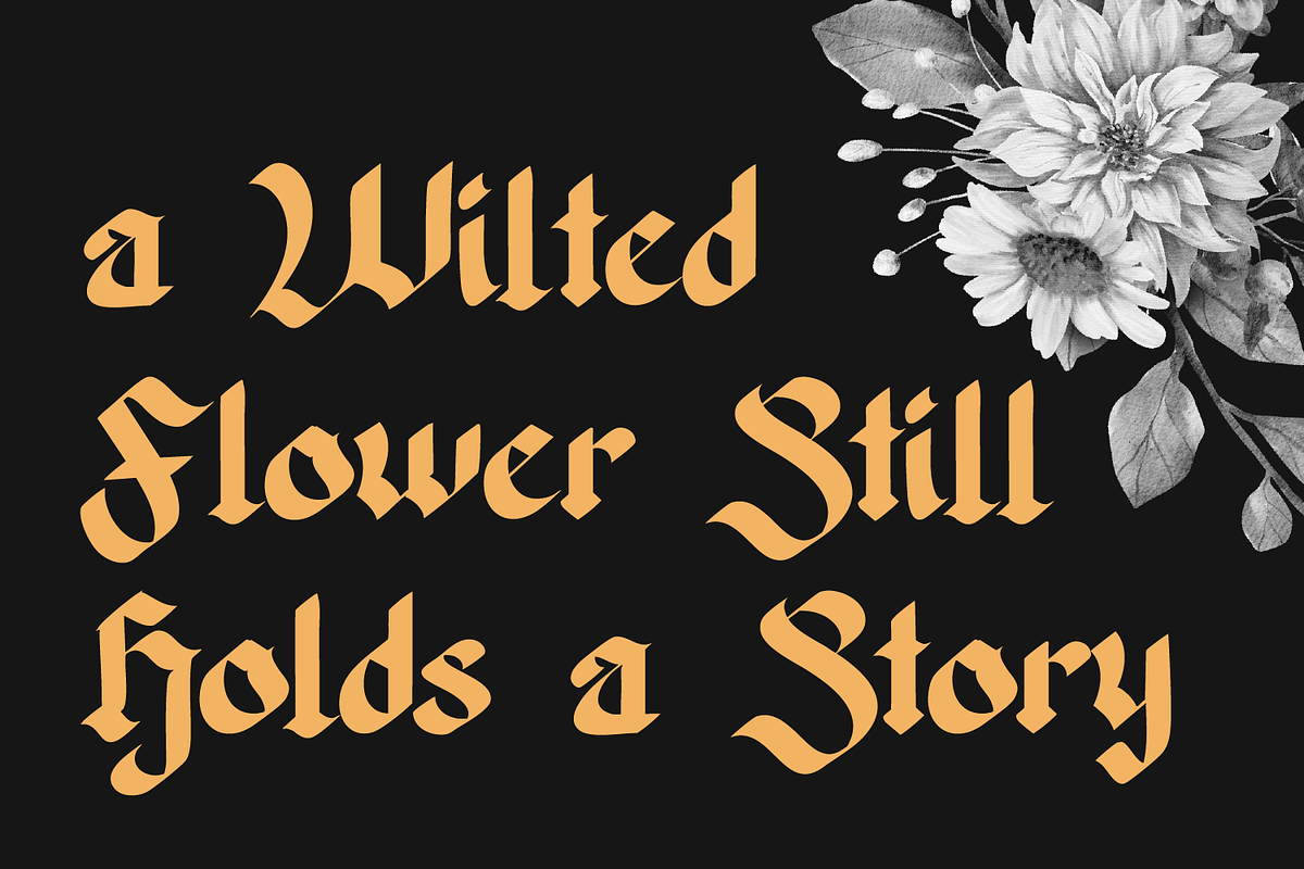 Kosegry – A Bold Blackletter Font, a Blackletter Font by Randi Irvan | Rvandtype (Photo 3 of 13)