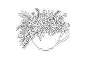Floral Teacup Line Art Bundle, an Illustration by Gfx_Store (Thumbnail 17 of 51)