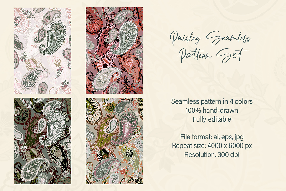 Paisley Seamless Pattern Set, a Pattern Graphic by Svetlana Lerie (Photo 2 of 9)