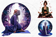 Boho woman meditating Clipart set, a Person Illustration by ThatsDesignArt (Thumbnail 9 of 10)