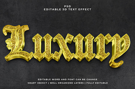 Luxury Gold Glitter 3d Text Effect, a Layer Style Add-On by designermdnazir