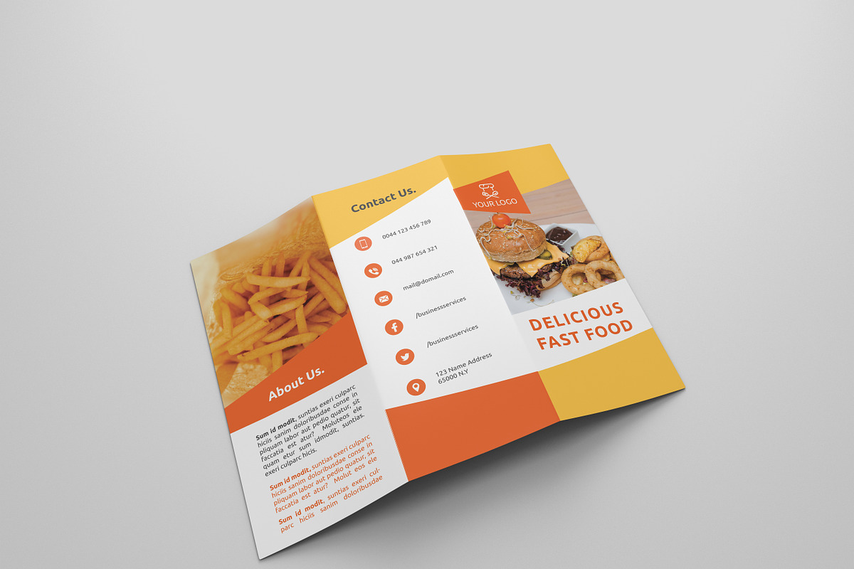 Fast Food Tri-fold Brochures, a Brochure Template by UNIK Agency (Photo 12 of 15)