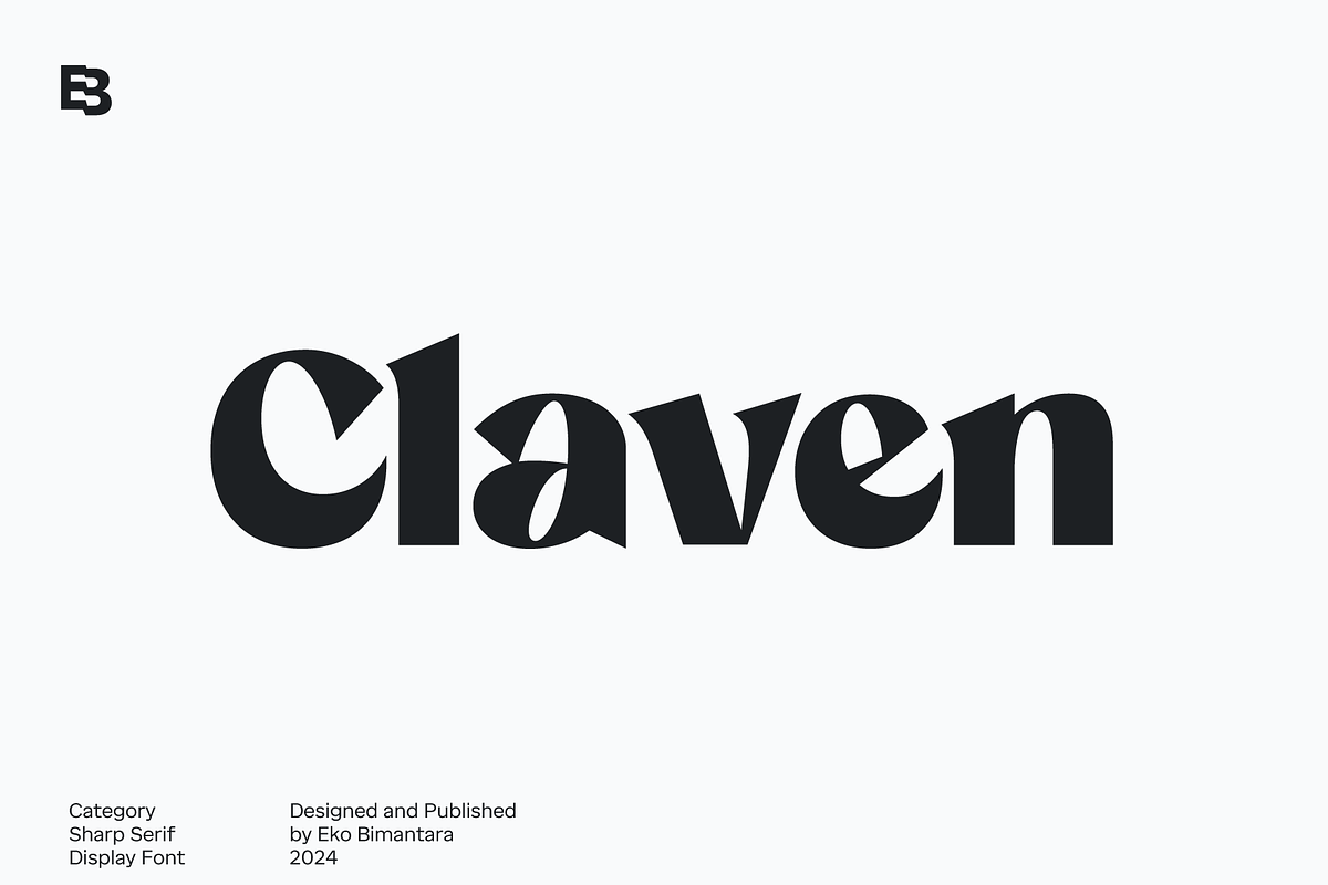 Claven; Sharp Serif Display Font, a Serif Font by Eko Bimantara (Photo 1 of 10)