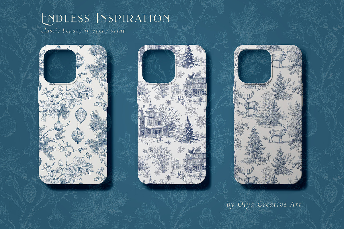 Christmas Toile Seamless Patterns, a Pattern Graphic by Olya Creative (Photo 5 of 21)
