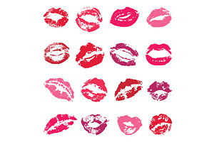 Lipstick kisses. Isolated red female, a Graphic by Valerie Bodnar