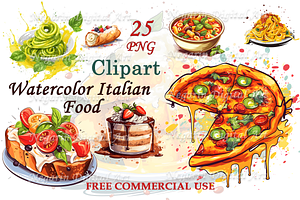 Watercolor Italian Food Clipart