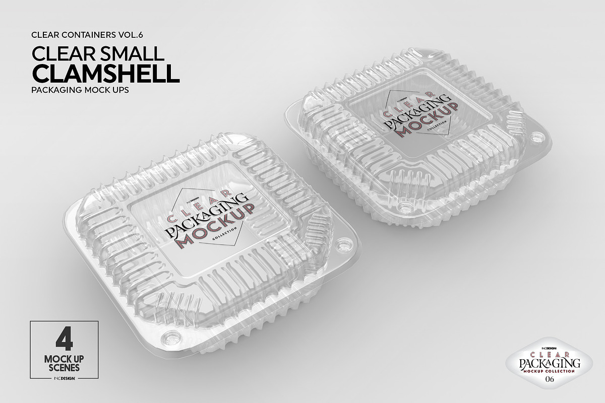 Clear Square Clamshell Mockups, a Packaging Mockup by INCDesign (Photo 3 of 11)