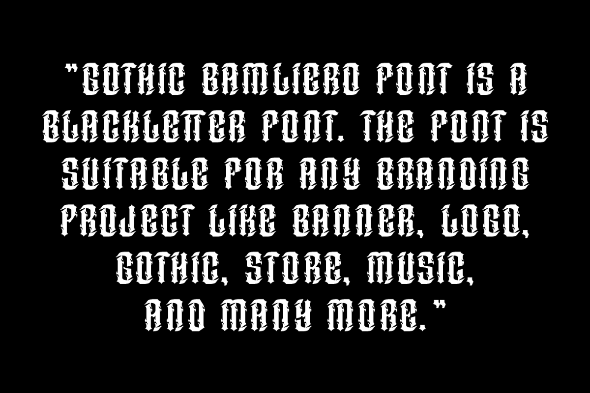 Gothic Bamliero - Blackletter Font, a Blackletter Font by Iqsiart Studio (Photo 6 of 10)