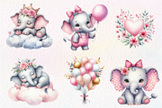 Baby elephant watercolor clipart, an Illustration by CreationArt (Thumbnail 5 of 5)