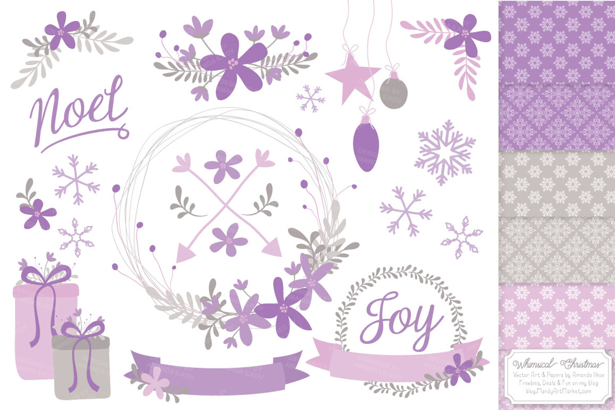 Lavender Christmas Wreaths & Paper, an Illustration by Amanda Ilkov (Photo 1 of 5)