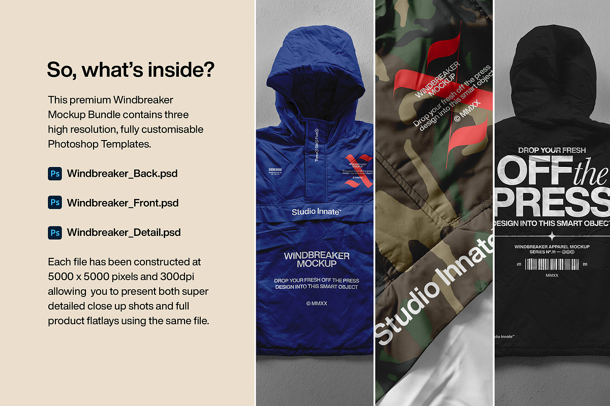 Windbreaker Jacket - Mockup Bundle, a Hoody Mockup by Studio Innate (Photo 2 of 9)