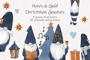 Navy & Gold Hygge Christmas Gnomes