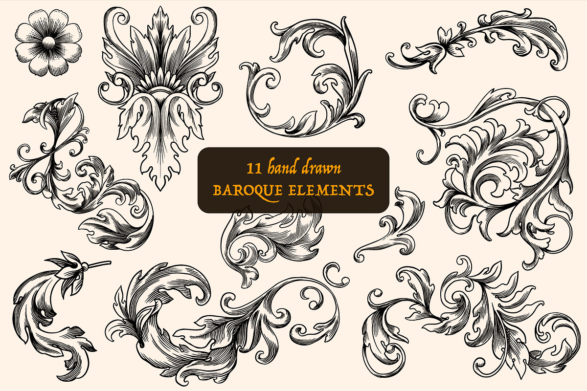 Baroque ornaments elements, a Decorative Illustration by Arthur Balitskiy