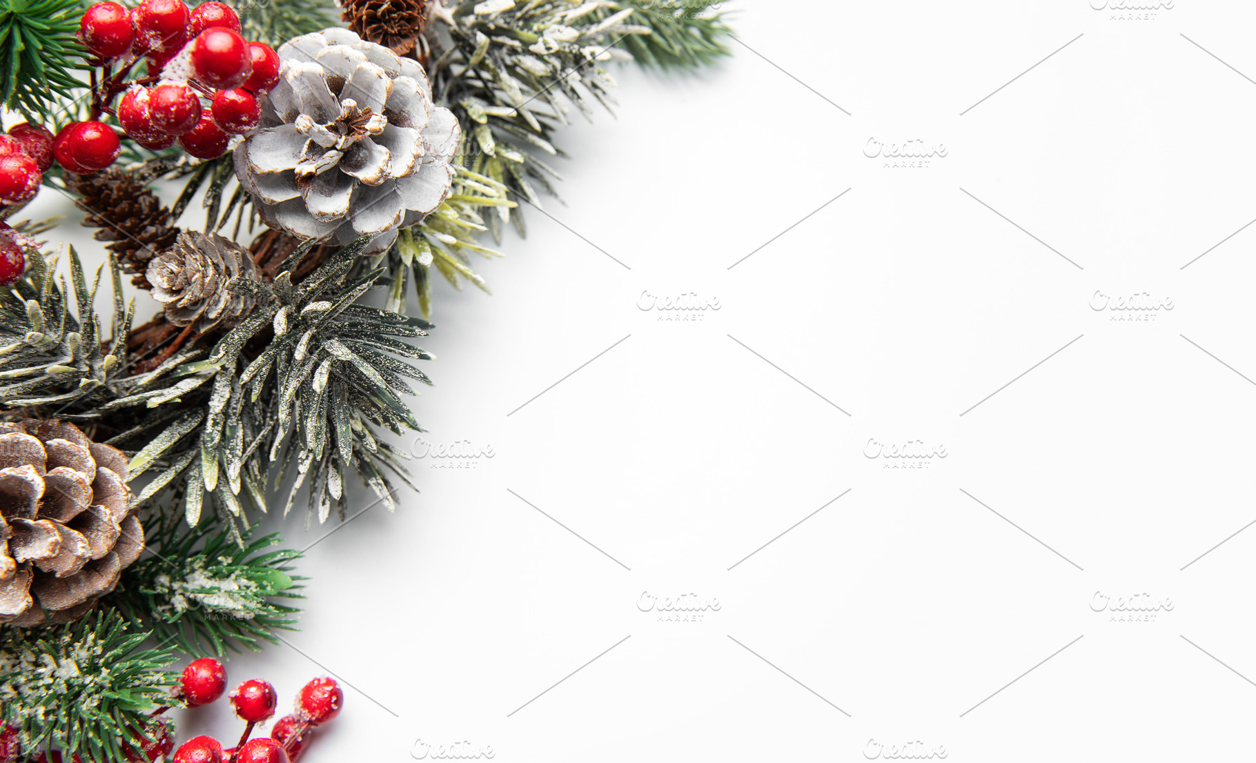 Christmas fir branch decoration with pine cones and berries, a Holiday Photo by Olena Rudo