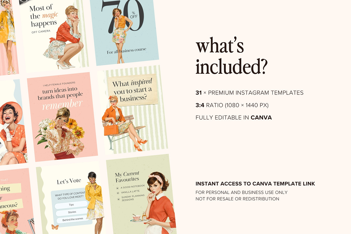Retro Feminine Instagram Template, a Templates & Theme by Pawprints Canvas Co. (Photo 2 of 8)