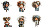 Cute Quirky Girl Clipart, a Seasonal Illustration by CreationArt (Thumbnail 5 of 5)