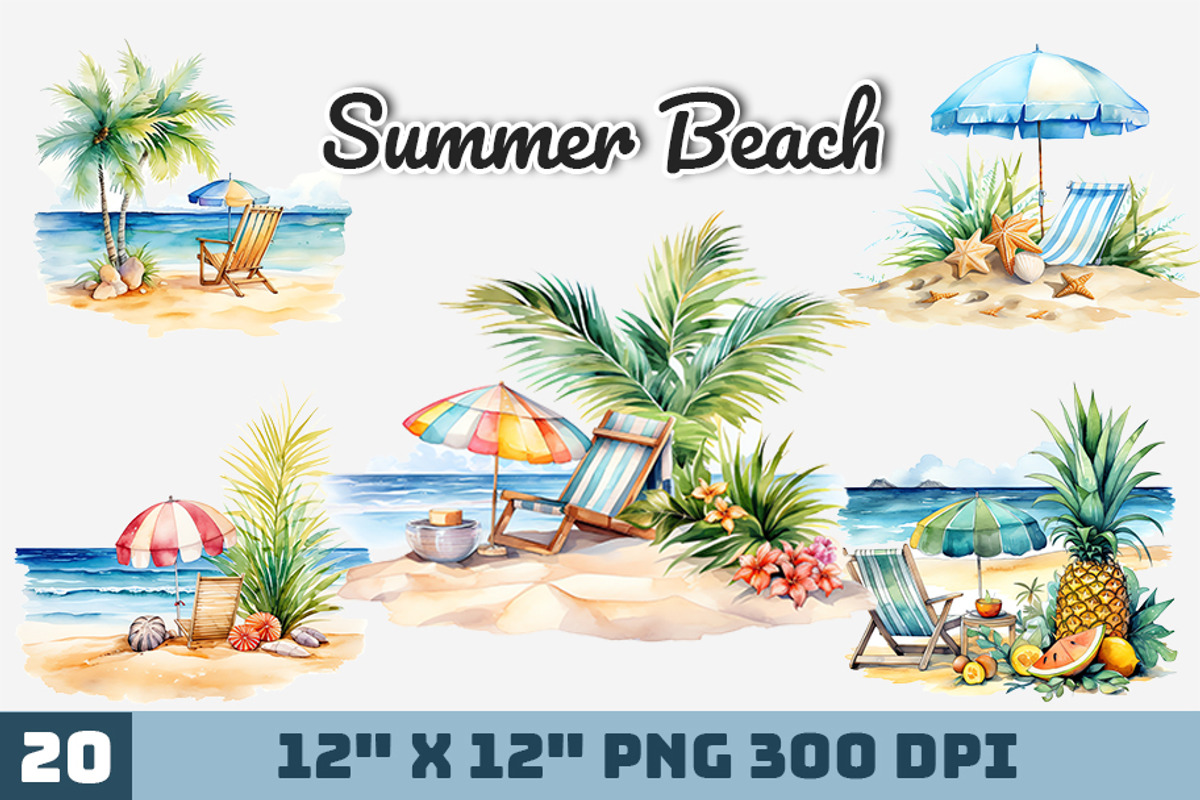 Summer Beach Watercolor, an Illustration by Gemstone (Photo 1 of 12)