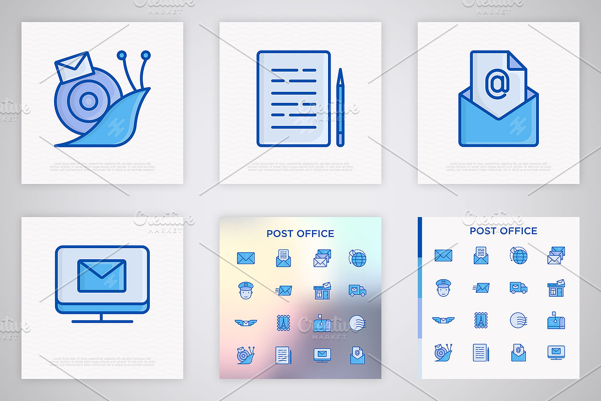 Post Office | 16 Thin Line Icons Set, an Outline Icon by Alex Blogoodf (Photo 7 of 11)