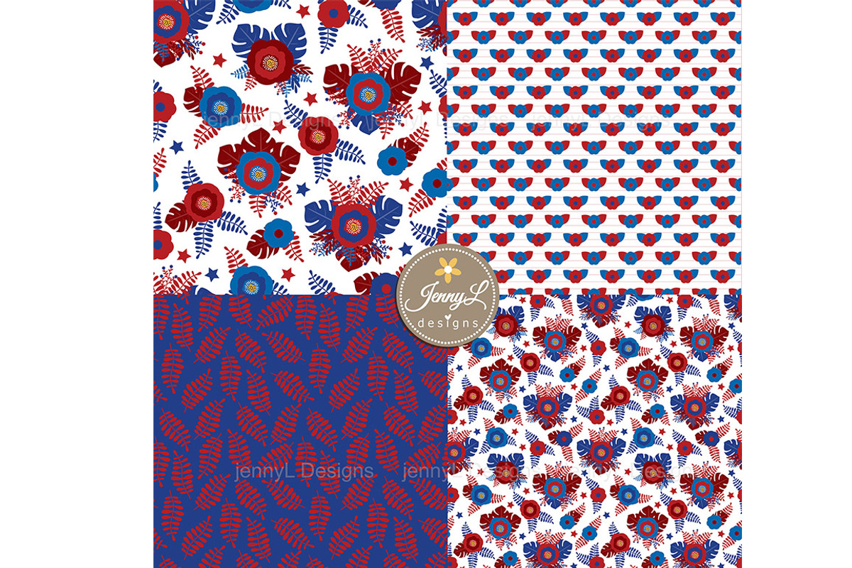 4th of July SEAMLESS Digital Papers, a Pattern Graphic by JennyL Designs (Photo 3 of 4)