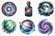 Watercolor Universe Clipart, an Illustration by DreamCafeArt (Thumbnail 3 of 7)