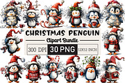 Quirky Christmas Penguin Clipart, an Illustration by Black Bird Studio (Thumbnail 1 of 6)