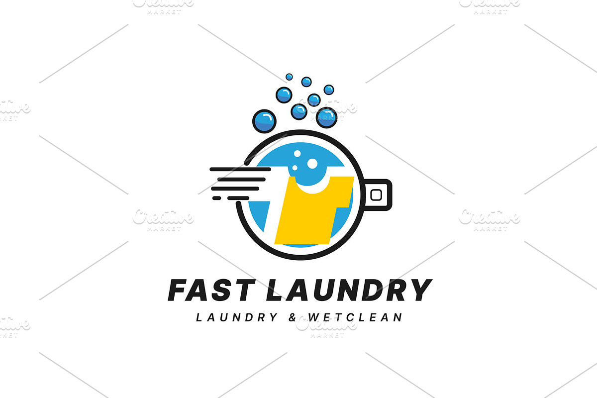 Laundry Logo and Washing Machine, a Branding & Logo Template by hekenostudio