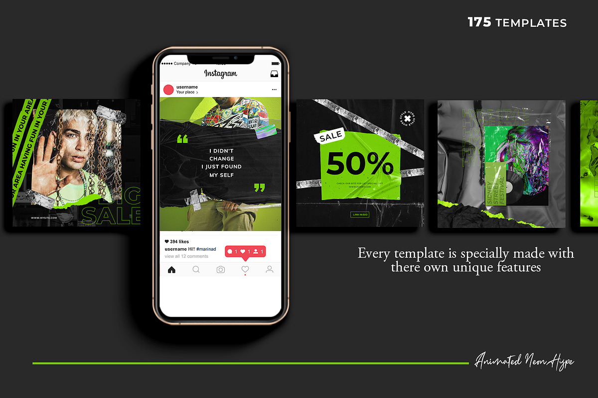 PS & CANVA Neon Hype - Social Media, a Social Media Template by Eviory (Photo 8 of 19)