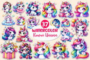 Kawaii Unicorn Stickers Clipart, an Illustration by Dream Creation (Thumbnail 1 of 4)