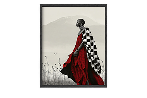 African Maasai Warrior Sunrise Art, a Person Illustration by PrintablesByFranklyn