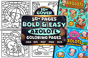 Bold and Easy Axolotl Coloring Pages, an Animal Illustration by Craftsbeefy