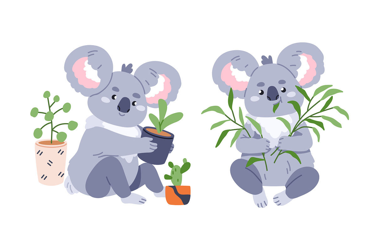 Cute funny koala animals set, an Animal Illustration by Good Studio (Photo 3 of 8)