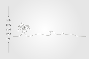 Minimalist line art coconut tree