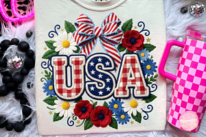 Faux Yarn USA Floral Coquette Shirt, an Illustration by CreationArt