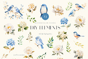 Watercolor blue hydrangea clipart, a Seasonal Illustration by MariGraphic boutique (Thumbnail 7 of 8)
