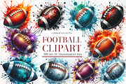 Watercolor Football Clipart, an Illustration by Designworld (Thumbnail 1 of 6)