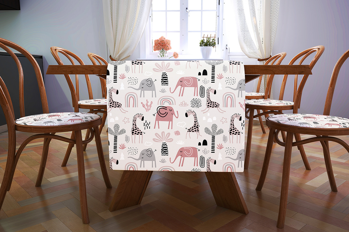 6PSD Table runner Mockup Tablecloth, a Household Mockup by GraphicVil (Photo 5 of 9)