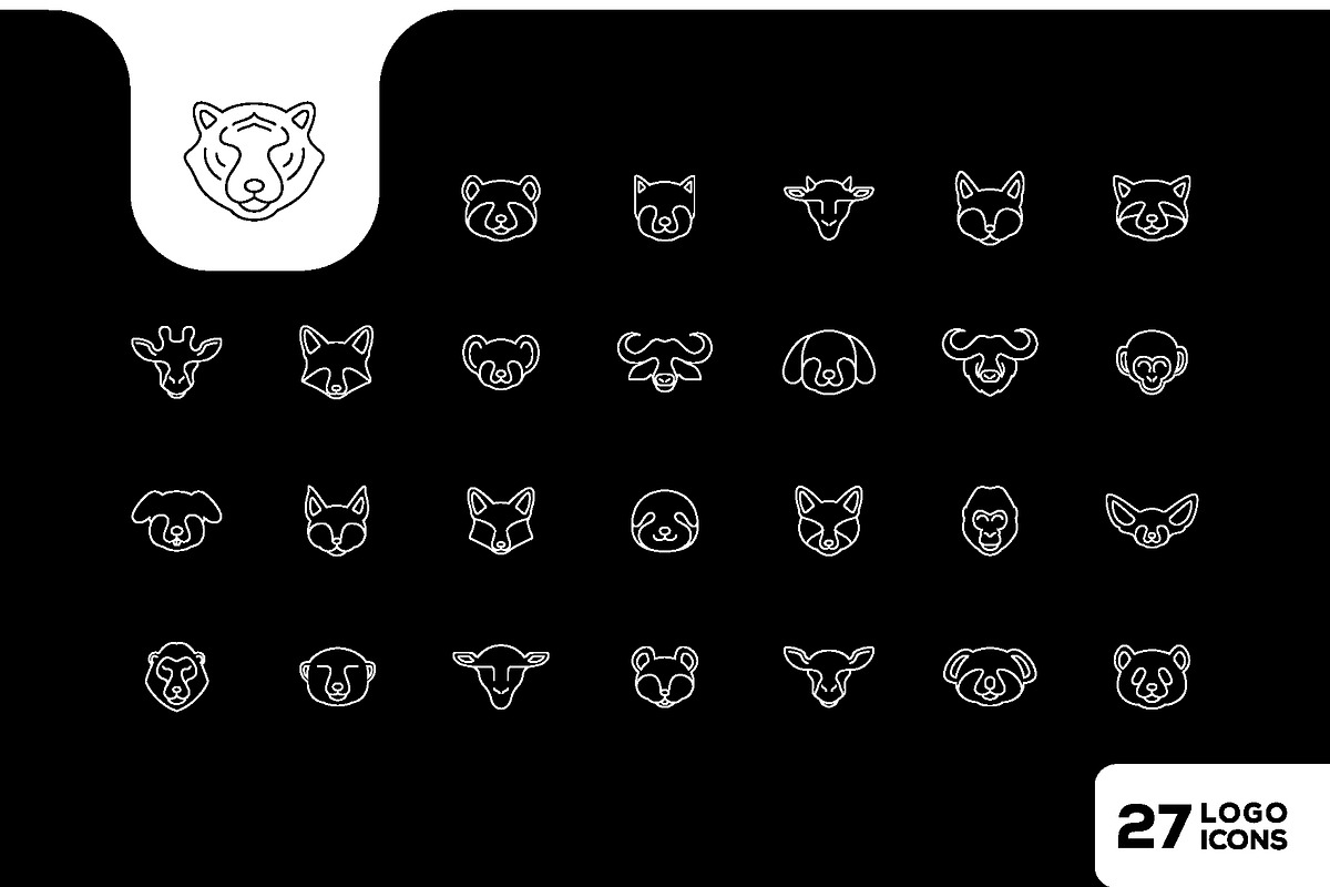 wild animals head line icon, an Outline Icon by devastd