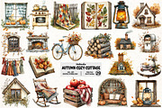 Autumn Clipart Cozy Cottage, an Illustration by Pixels.Craft (Thumbnail 1 of 6)