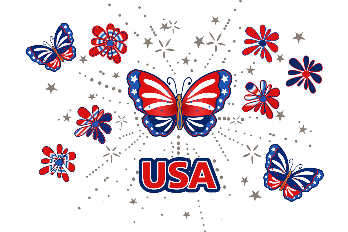USA Butterflies Design, an Object Graphic by Sharon Schwalbe
