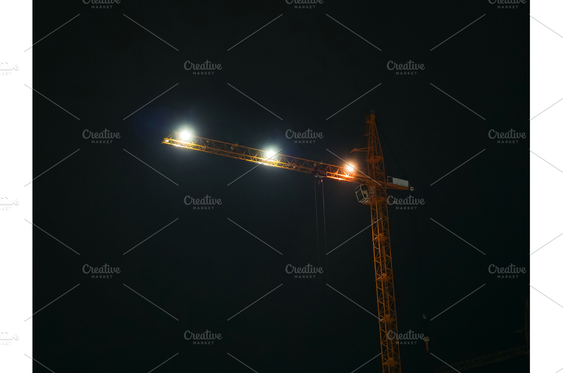 Construction crane lights up the, an Industrial Photo by darksoul72