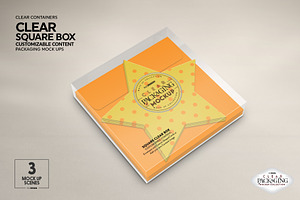 Clear Square Flat Boxes Mockup