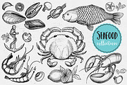 Seafood doodle 21 elements, a Food Illustration by BarcelonaShop (Thumbnail 2 of 3)