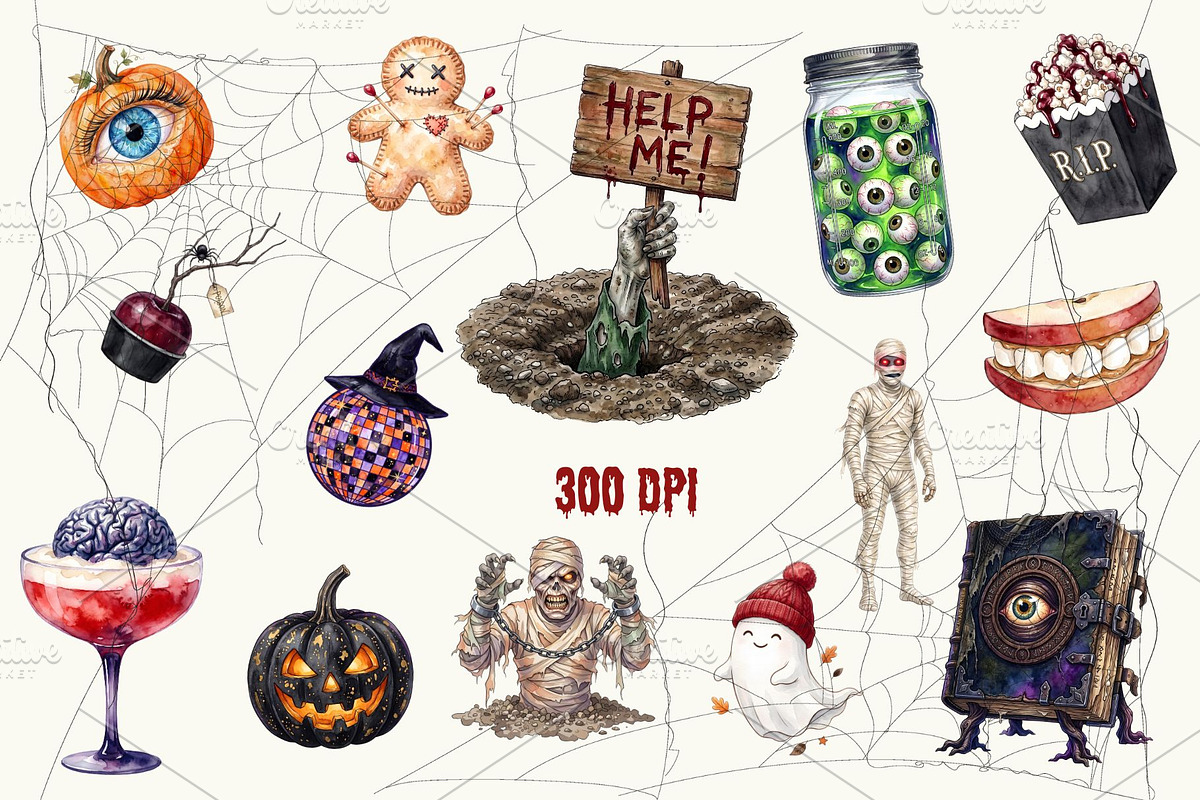Spooky Halloween Watercolor Clipart, an Object Graphic by My Creative Corner (Photo 2 of 3)
