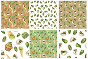 Watercolor pistachio delicious set, a Pattern Graphic by lenavetka87 (Thumbnail 2 of 3)
