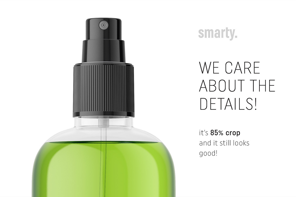Transparent atomizer bottle mockup, a Pens & Pencil Mockup by Smarty Mockups (Photo 4 of 5)