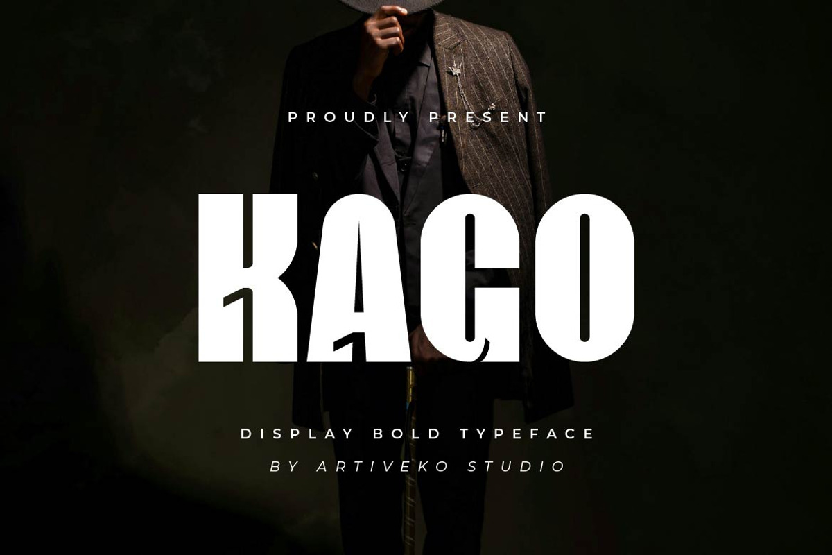 Kago – Bold Display Sans Serif, a Sans Serif Font by Artiveko (Photo 1 of 8)