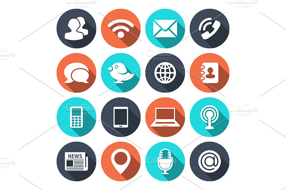 Communication Icons With Shadow
