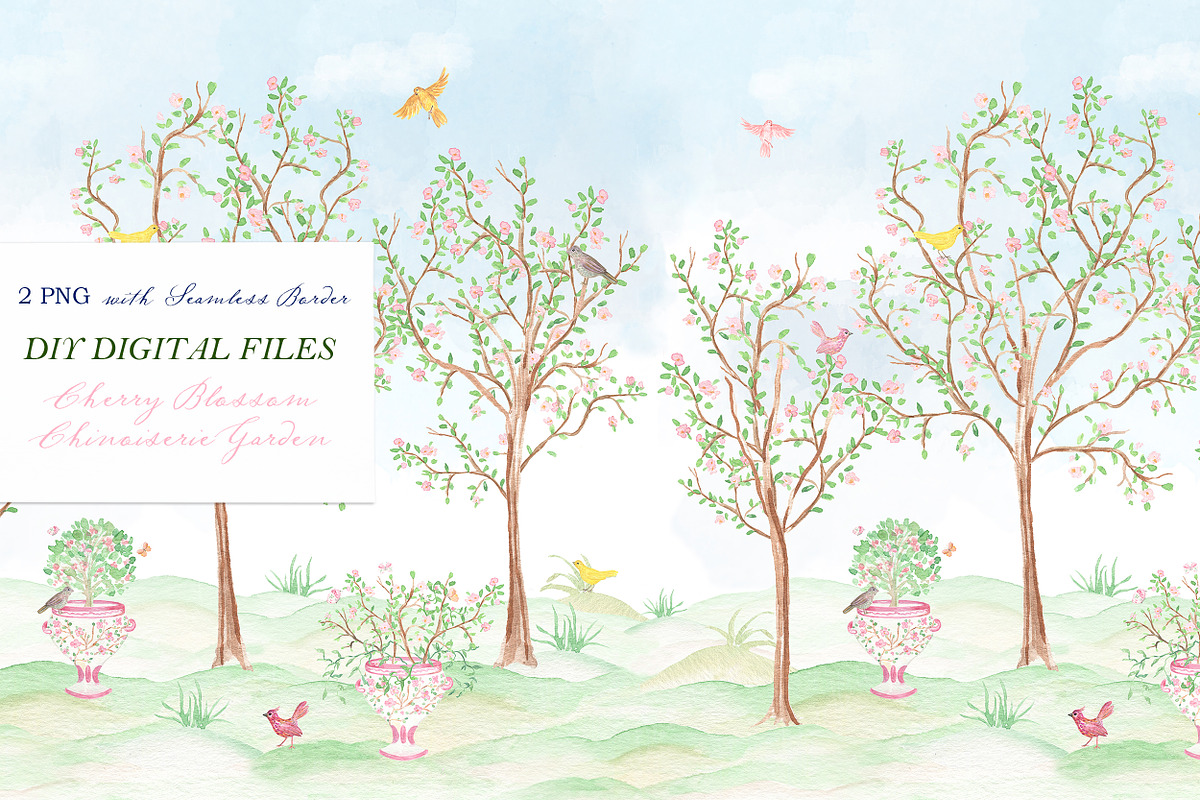 Cherry Blossom Chinoiseries Garden, a Graphic by LABFcreations (Photo 3 of 6)