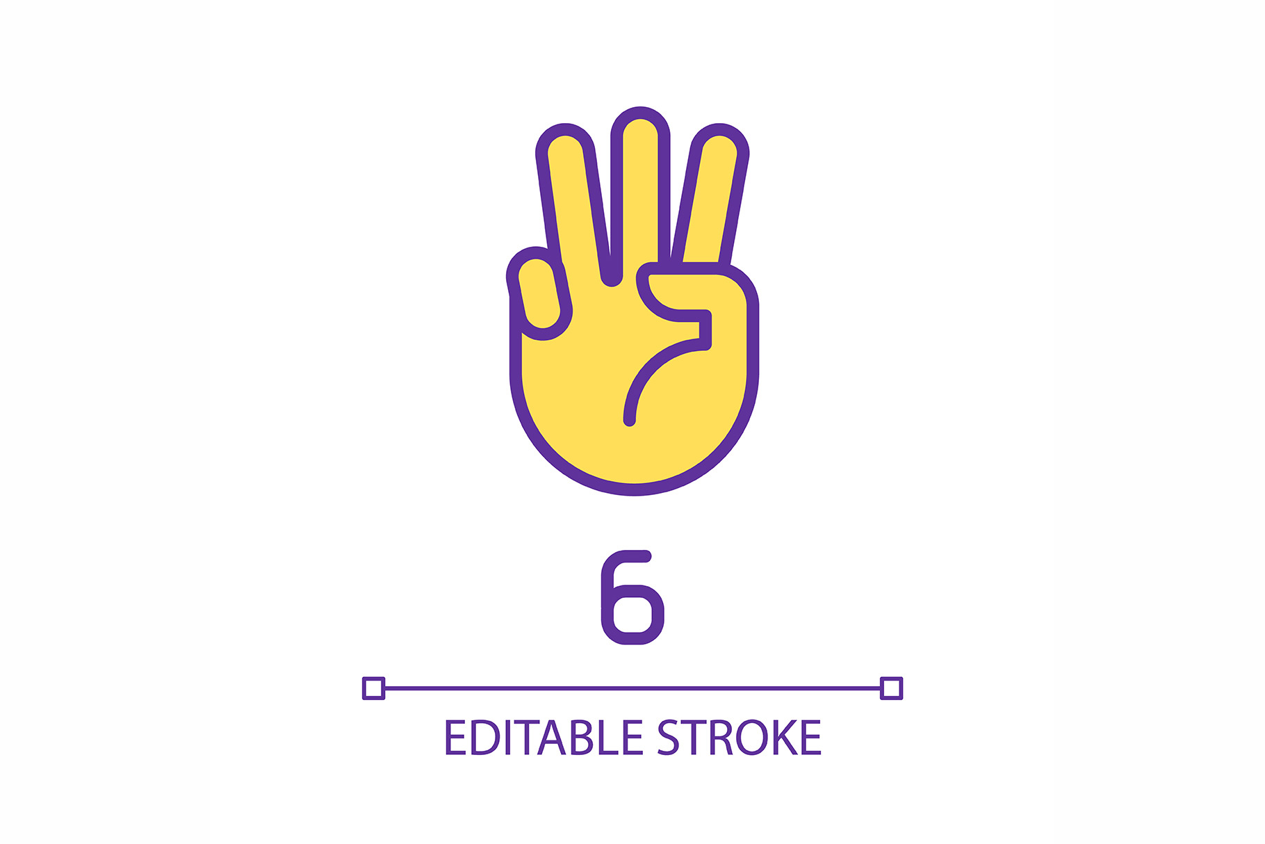 Digit six in American sign language, an Outline Icon by IMG Visuals