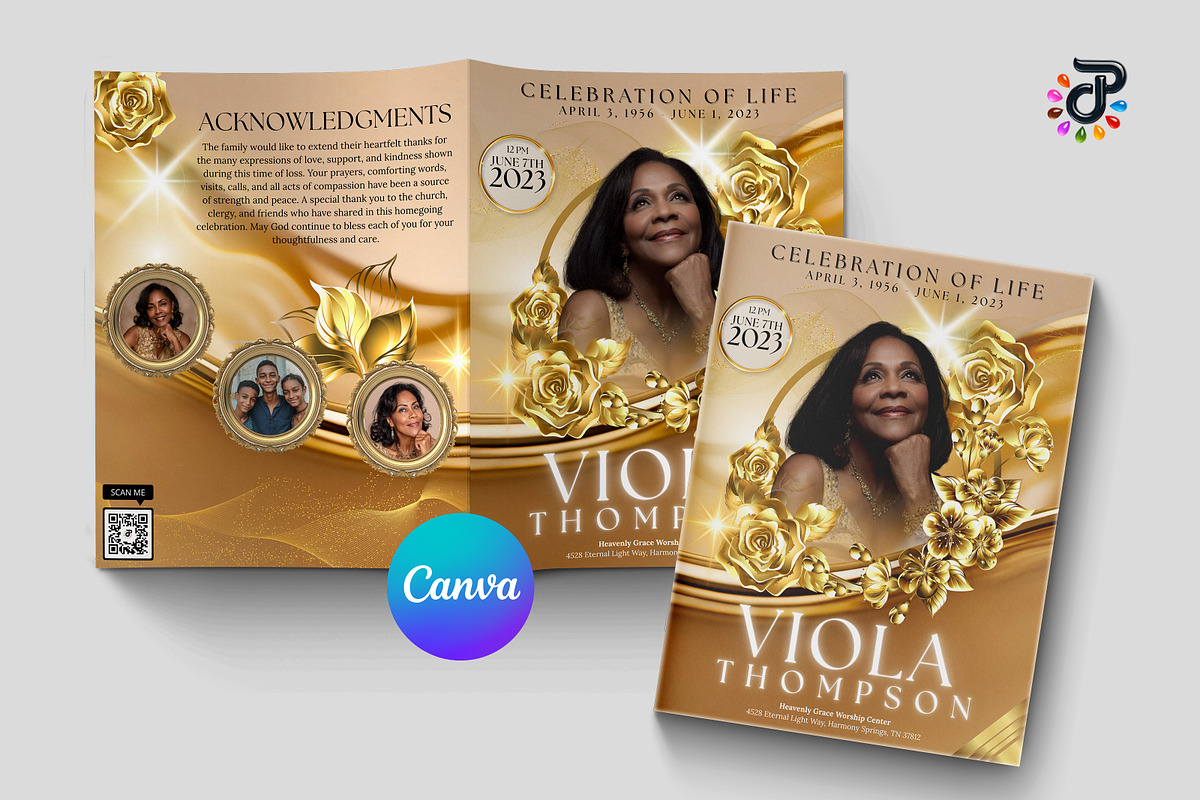 Elegant Canva Obituary Template, a Brochure Template by Protech Design ENT (Photo 1 of 9)